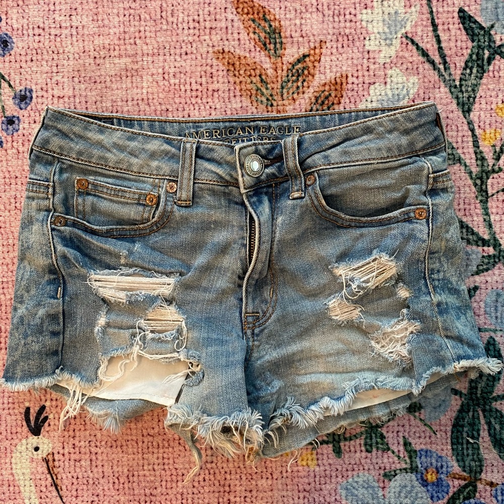 AE distressed denim shorts